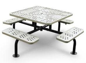 Square Surface Mounted Picnic Table with Umbrella Hole