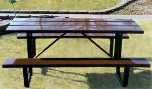 S6-P, 6 ft. Solid Plank Thermoplastic Coated Picnic Table