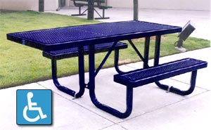 R6H-P, 6 ft. Universal Access Plastisol Coated Picnic Table with One Overhang