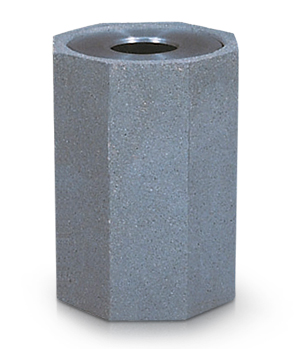 Octagon Concrete Trash Receptacle in Slate Stone Etch Finish with Spun Alumin Lid