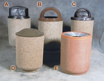Round Concrete Trash Receptacles