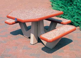 Modle TF31237 | Three Seat Universal Access Ground Concrete Square Tables