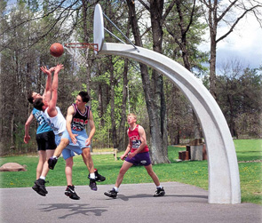 Concrete Basketball Post, Backboard, Rim and Net