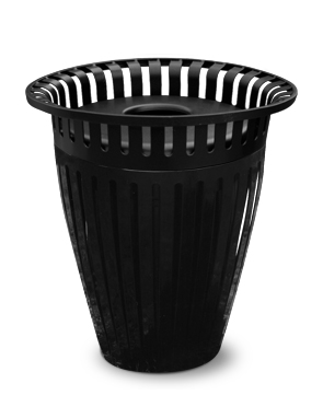 32 Gallon Thermoplastic Coated Ribbed Steel Trash Receptacle with Crown Top