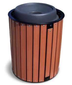 Recycled Plastic Trash Receptacle with Dome Top | 32 Gal.