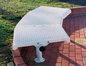Model U3NBCC-S | Thermoplastic Coated Expanded Steel 3 Seat Concave/Convex Downtown Style Bench