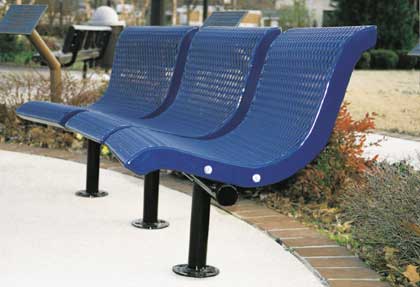 U3WBCC-S  Plastisol Coated Expanded Steel Downtown Style Concave Bench