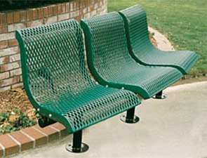 U3WBCV-S | Plastisol Coated Expanded Steel 3 Seat Covex Downtown Style Bench