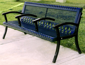 Thermoplastic Coated Steel Park Bench with Two Center Arms