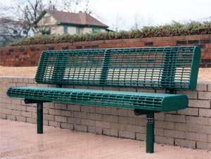 W8WB-I, 8 ft. Plastisol Coated Rolled Wire Style Bench with Back