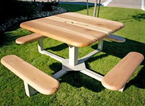 Model WC46P-P | Cedar Wood Square Pedestal Picnic Table