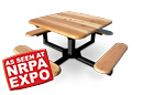 Portable Pedestal Wood Square Picnic Table