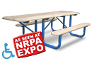 Rectangular Wood Picnic Table with Wheelchair Access Overhang