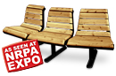 Convex Wood Park Bench with Back