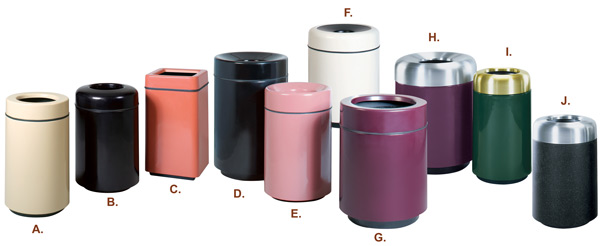 Open top lift off trash receptacles.