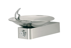 Model 1001HPS & Model 6700 | Stainless Steel Drinking Fountain with Round Sculpted Bowl | Steel In-Wall Mounting Plate