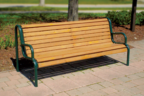 Model 1C6CSS | Wood Bench with Tubular Frame (Cedar/Black)