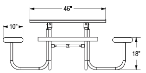 E-Series Square Steel Picnic Table | Quick Dimensions
