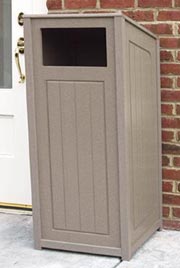 Model 5-STSV38 | Slant Roof Recycled Plastic Trash Receptacle (Desert Tan)