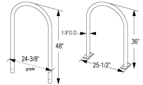 Single U Style Loop Bike Rack Quick Dimensions