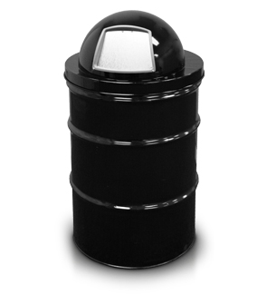 Model 5555BK | Dome Top Lid Shown with 55 Gallon Drum (Black)