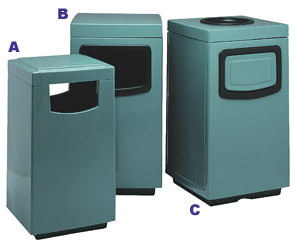 Square Fiberglass Trash Receptacles (Laguna)