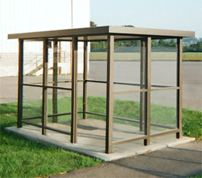 Model ALS510A1FR | Bus Stop Shelters | Flat Roof | Single Opening (Quaker Brown)