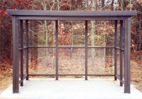 Model ALS510A0FR | Bus Stop Shelters | Flat Roof | Open Front (Quaker Bronze)