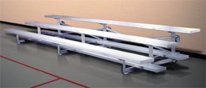 BA6-3151 with B15-TRK | 3 Row Bleachers with Single Foot Planks and Caster Options