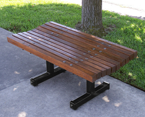 Model BB-4-W | 4' Boulevard Wood Bench | Backless (White Oak/Black)