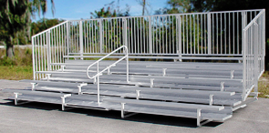 Model BGS-008 | 5 Row Compliant Aluminum Bleacher with Vertical Picket Guardrails