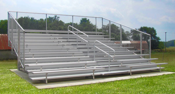 Model BGS-018 | 10 Row Compliant Aluminum Bleacher with Chain-Link Guardrails