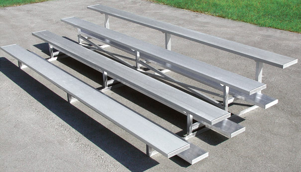 Model BLU-008 | 4 Row Aluminum Bleacher with Single Footboards