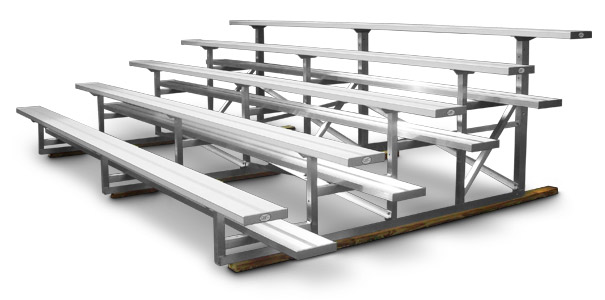 Model BNR-223 | 5 Row Bleacher | Single Footboards with Mud Sills | 15' Length with Aluminum Frame