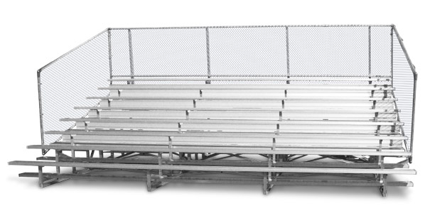 Model BNR-278 | 8 Row Bleacher | Rows 4 & Up Double Footboards | Chainlink Guardrail