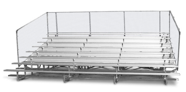 Model BNR-278 | 8 Row Bleacher | Rows 4 & Up Double Footboards | Chain-Link Guardrail