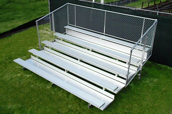 Model BPT-004 | 5 Row | 21' Bleacher with Chainlink Guardrail