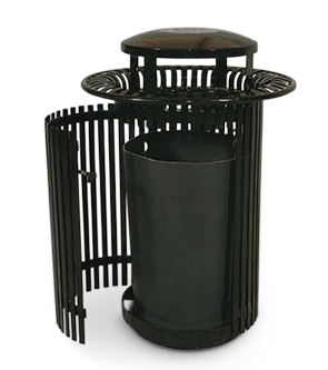 Model BRKT32 | Breckenridge Series Ribbed Steel Trash Receptacle (Black)