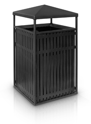 Model BRKTNONL | Breckenridge Series Powder-Coated Steel Trash Receptacle (Bike Black)