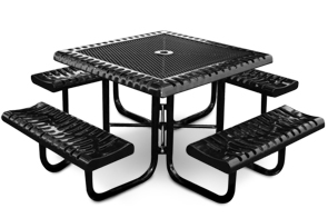 Model C46-P | Square Portable Picnic Table | Ribbed Steel Style (Black)