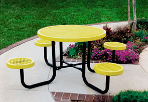 Model CA42RNB-P | Thermoplastic Café Table without Seat Backs (Yellow/Black)