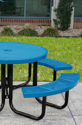 Thermoplastic Coated Steel Round Picnic Table with Umbrella Hole