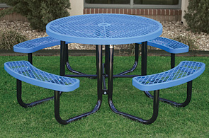 Model CAL46R-P | Round Picnic Table | Leisure Series (Lt. Blue/Black)