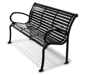 Model CB5WBE-S | 6' Courtyard Steel Slat Park Bench (Black)