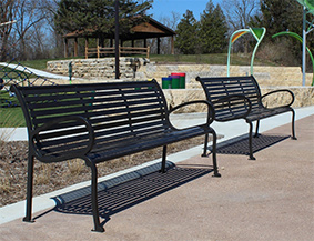 Model CB6WBE-S | 6' Courtyard Steel Slat Park Benches
