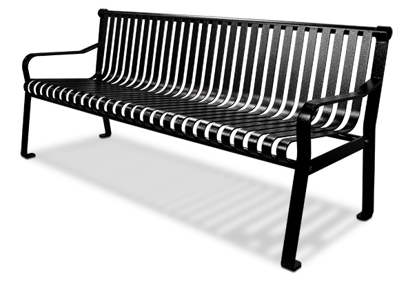 6 Foot Commercial Steel Outdoor Bench with Straight Back