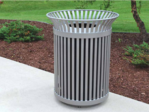 Model CBTR-32 | Steel Slat Trash Receptacle (Silver)