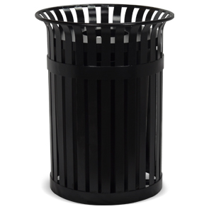 Model CBTS1925 | Black Powder-Coated Steel Trash Receptacle