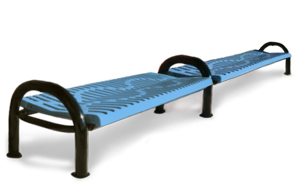 Model CM6ANB-P | Modern Series Ribbed Steel Benches | Backless (Lt. Blue/Black)