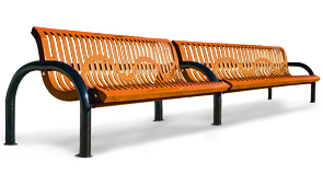 Model CM6WB-P | Modern Series Ribbed Steel Benches with Back (Orange/Black)